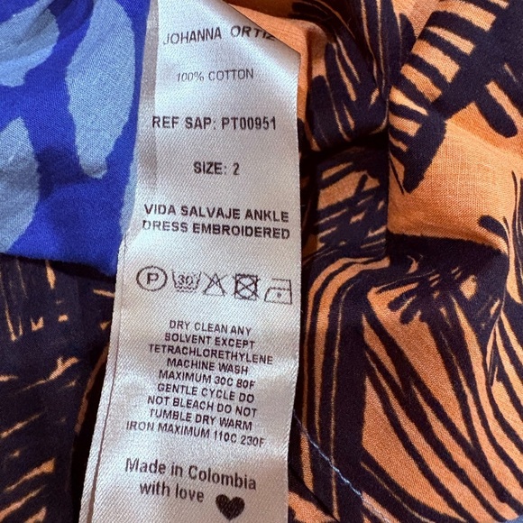 Johanna Ortiz Vida Salvaje Resort Halter Midi Dress Blue Orange Cotton Size 2 - Picture 13 of 13